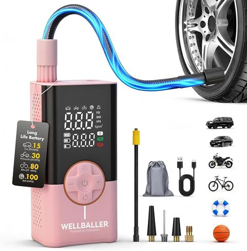 Tire Inflator Portable Air Compressor,Long Battery Life Bike air Pump with Digital Pressure Gauge & LED Light,150PSI Cordless Air Pump for Bike Tires,Fast Inflation for Car,Motorcycle,Bicycle,Ball in Saudi Arabia