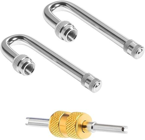 Car Dually Valve Stem Extenders, 2PCS Metal Heavy Duty 180 Degree Dual Wheel Tire Valve Stem Extension Adapter, Automotive Tyre Extender, Universal for Truck Pickup Motorcycle Tire in Saudi Arabia