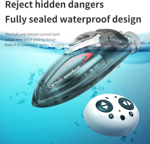 Mini Rechargeable RC Boat, Summer 2.4GHz 360° Stunt Speedboat with LED Lights, Waterproof Toy for Kids & Adults, Pool, Lake, Bathtub, Beach & Water Park in Saudi Arabia