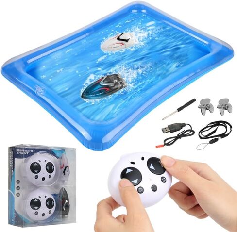 Mini Rechargeable RC Boat, Summer 2.4GHz 360° Stunt Speedboat with LED Lights, Waterproof Toy for Kids & Adults, Pool, Lake, Bathtub, Beach & Water Park in Saudi Arabia