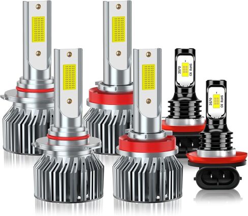 Light Bulbs Fit for Honda Civic 2006-2015, High Beam Low Beam Fog Light Bulb Combo,40000LM 6500K White,600% Brightness,with High-Speed Cooling Fan,5 Mins Plug-Play, IP68,Pack of 6 in Saudi Arabia