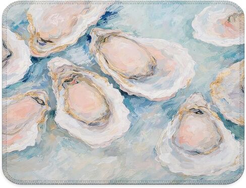 Coastal Beach Oyster Mouse Pad, Gifts for Beach Lovers, Pale Blue Ocean Oyster Shell Mouse Pad for Home Office Computer Laptop Desk Accessories, 9.5x7.9 Inch in Kuwait