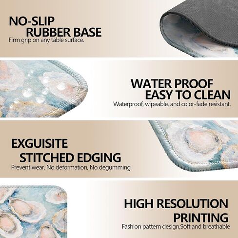 Coastal Beach Oyster Mouse Pad, Gifts for Beach Lovers, Pale Blue Ocean Oyster Shell Mouse Pad for Home Office Computer Laptop Desk Accessories, 9.5x7.9 Inch in Kuwait