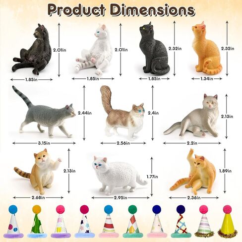 20 Pcs Cat Birthday Party Decorations Reusable Animal-Shaped Cake Decorations Including Cat Figurines & Mini Birthday Hats, Perfect For Birthday Parties And Animal-Themed Parties in Saudi Arabia