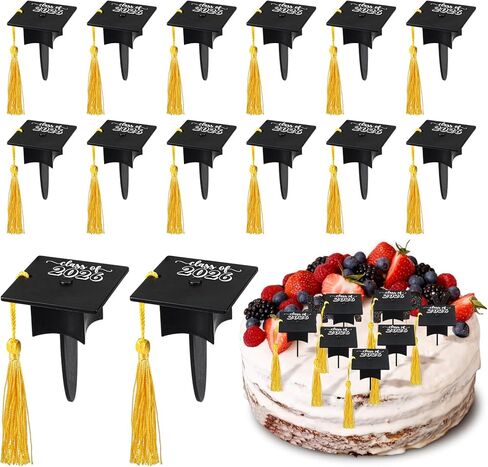 Sinload 36 Pcs Graduation Cap Cupcake Toppers Class of 2026 Cupcake Picks Grad Theme Party Cake Decorations Plastic 3D Graduation Hat Cake Picks for Grad Party Cocktails Appetizers Food in Kuwait