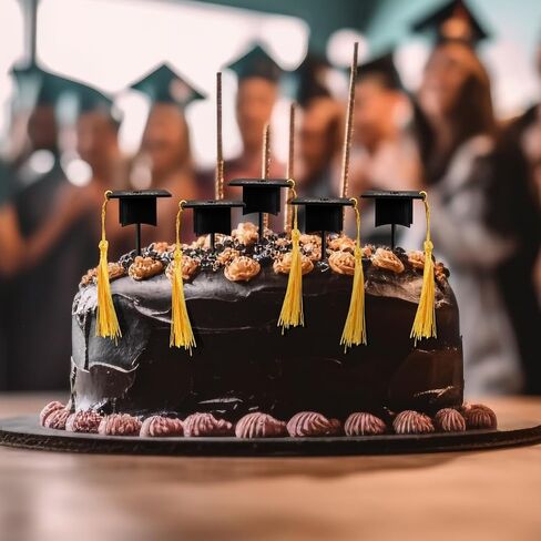Sinload 36 Pcs Graduation Cap Cupcake Toppers Class of 2026 Cupcake Picks Grad Theme Party Cake Decorations Plastic 3D Graduation Hat Cake Picks for Grad Party Cocktails Appetizers Food in Kuwait