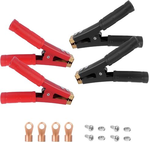 4PCS Battery Charger Clamps Replacement,12-24V 1000A Jumper Cable Clamps Heavy Duty with Non-Slip Handle & Crimp Terminals,Universal Battery Clamp Alligator Clips for Cars,Boats in Kuwait