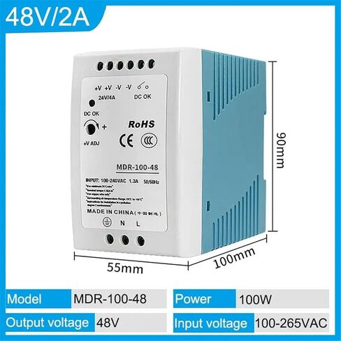 1pcs 5V 12V 24V 48V Power MDR-20W 60W 100W Industrial AC/DC Din Rail Power Supply Switch Single Output Switching(MDR-100-48V) in Kuwait