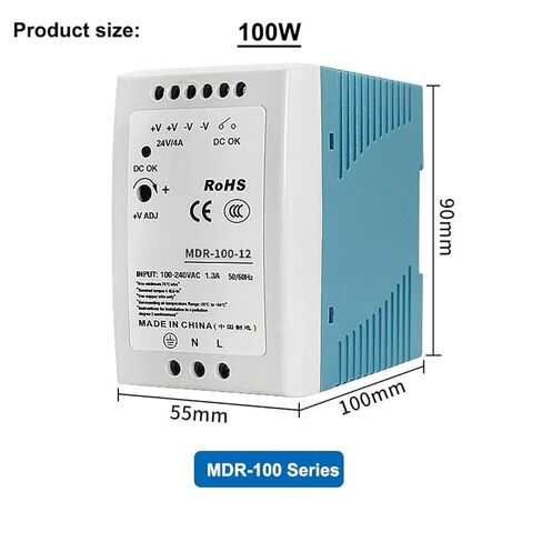 1pcs 5V 12V 24V 48V Power MDR-20W 60W 100W Industrial AC/DC Din Rail Power Supply Switch Single Output Switching(MDR-100-48V) in Kuwait