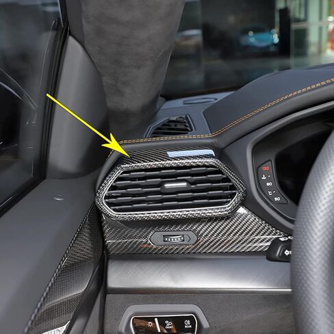 Fit for Lamborghini Urus 2018-2021 Real Carbon Fiber Car Interior Dashboard Air Outlet Frame Protective Cover 2Pcs (Carbon Fiber Black) in Kuwait