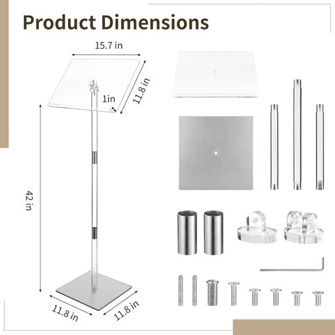 Acrylic Podium Stand 3 Layers, 47.8 Inches Clear Podium with Lockable Wheels, Rolling Podium Mobile Laptop Lecterns & Podiums Portable Pulpits for Churches, Classroom, Wedding, Presentation in Saudi Arabia