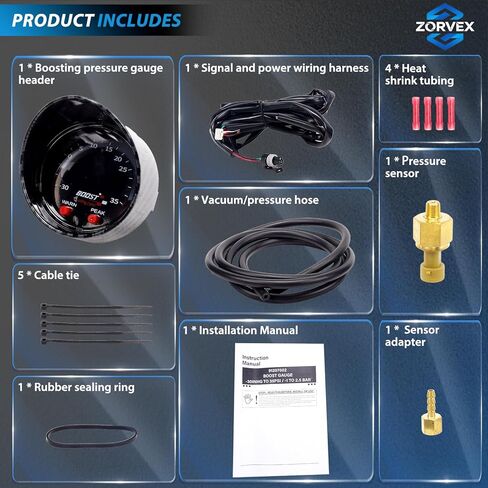 30-0306 X-Series Boost Pressure Gauge 52mm (2-1/16") 30inHg to 35PSI / 1-2.5BAR Accurate Turbo Boost Meter for Automotive Performance in Saudi Arabia