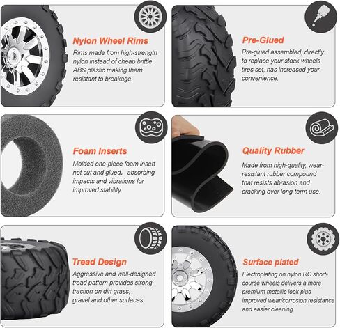 HobbyPark Pre-Glued RC Short Course Tires and Wheels 12mm Hex 1/10 Scale for Traxxas Slash 4x4 2wd Vxl BL-2S Redcat Blackout SC Pro TR10 Losi 22S SCT 3S 4S Lipo Brushless 4 Sets (Style B) in Saudi Arabia