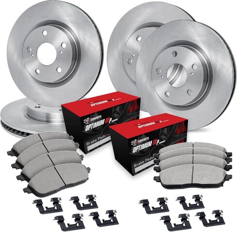 R1 Concepts Front and Rear Brake Kit Fits 2004-2008 Acura TSX; 2003-2007 Honda Accord| Optimum Oep Pads, Blank Rotors| Hardware| 12.0" Front & 10.5" Rear in Kuwait