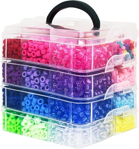 4300 Pcs Pony Beads, Multi-Colored Rainbow Beading Supplies for Crafts and Friendship Bracelets Jewelry Making, 24 Assorted Colors Beads for Hair Braids (Boxed) in Saudi Arabia