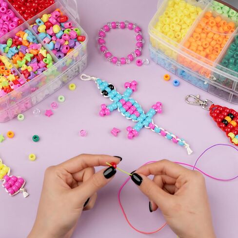 4300 Pcs Pony Beads, Multi-Colored Rainbow Beading Supplies for Crafts and Friendship Bracelets Jewelry Making, 24 Assorted Colors Beads for Hair Braids (Boxed) in Saudi Arabia