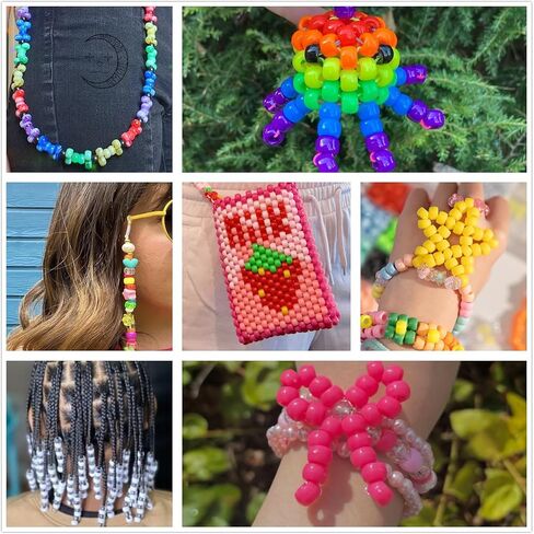 4300 Pcs Pony Beads, Multi-Colored Rainbow Beading Supplies for Crafts and Friendship Bracelets Jewelry Making, 24 Assorted Colors Beads for Hair Braids (Boxed) in Saudi Arabia