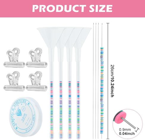 FaHuoJiuKa Beading Funnel, Beading Making Kit - 4PCS Jewelry Making Tools for Clay Beads, Bracelets & Necklaces (Includes Funnels, 0.9mm Needles, Clips) in Saudi Arabia