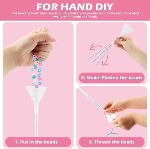 FaHuoJiuKa Beading Funnel, Beading Making Kit - 4PCS Jewelry Making Tools for Clay Beads, Bracelets & Necklaces (Includes Funnels, 0.9mm Needles, Clips) in Saudi Arabia