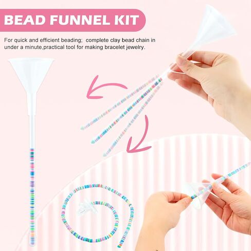 FaHuoJiuKa Beading Funnel, Beading Making Kit - 4PCS Jewelry Making Tools for Clay Beads, Bracelets & Necklaces (Includes Funnels, 0.9mm Needles, Clips) in Saudi Arabia