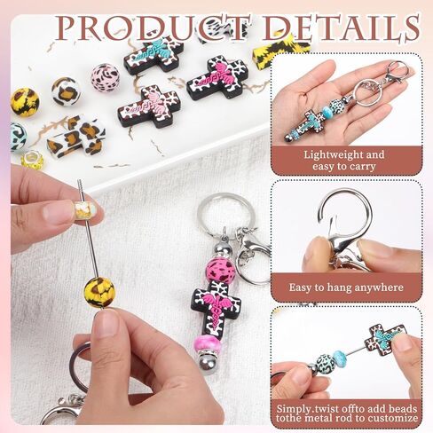 116PCS Beadable Keychain Kit with Jesus Cross Silicone Beads, Christian DIY Keychain Making Kit with Beadable Keychain Bars, Tassels & Clasps, Faith Craft Supplies for Church Groups, Women & Teens in Saudi Arabia