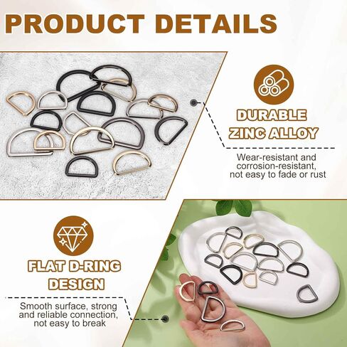 Metal D Ring - Zinc Alloy D Buckle Solid Welded Flat Dee Rings, for Hardware Bag Backpack Wallets Straps in Saudi Arabia