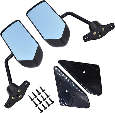 1 Pair of Universal Racing Left Right Side Rearview Wing Mirrors with Blue Glass F1 Style in Kuwait