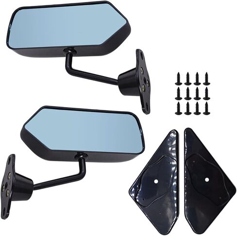 1 Pair of Universal Racing Left Right Side Rearview Wing Mirrors with Blue Glass F1 Style in Kuwait
