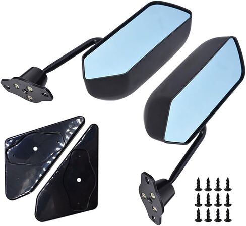 1 Pair of Universal Racing Left Right Side Rearview Wing Mirrors with Blue Glass F1 Style in Kuwait