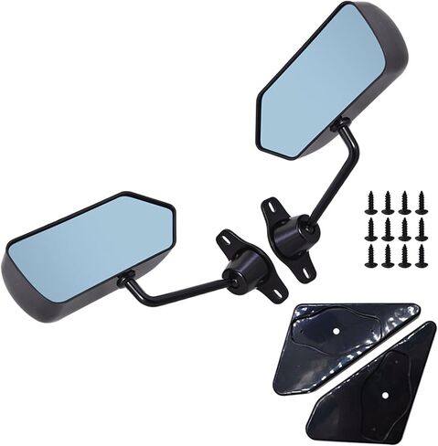 1 Pair of Universal Racing Left Right Side Rearview Wing Mirrors with Blue Glass F1 Style in Kuwait
