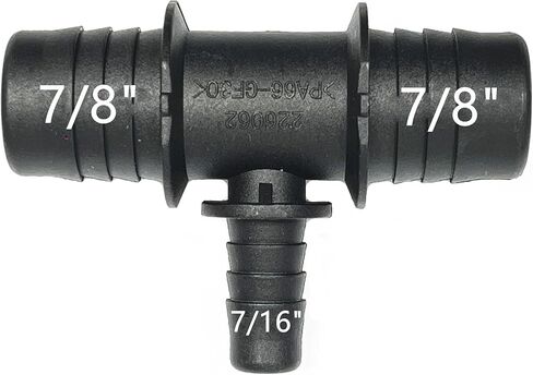 226062, 7/8" x 7/8" x 7/16",Hose Barb Tee Fitting for Coolant,Heater Core & Fluid Transfer Systems,Radiator Coolant Hose 3-Way Connector for Chevrolet,BMW,Audi,VW,Volvo,Buick,Ford,Toyota,Honda,T-Joint in Saudi Arabia