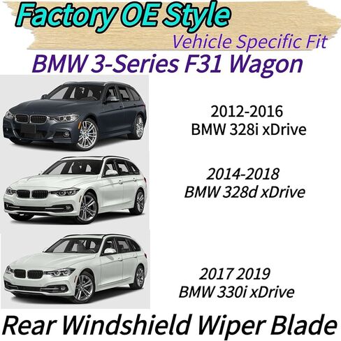 Rear Wiper Blade & Arm Replacement for BMW 3-Series F31 Wagon 328d xDrive 328i 330i Base 2012-2019 2018 2017 2016 2015 2014 2013 - All-Season Rear Back Windshield Wiper Blade Set in Saudi Arabia