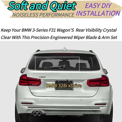 Rear Wiper Blade & Arm Replacement for BMW 3-Series F31 Wagon 328d xDrive 328i 330i Base 2012-2019 2018 2017 2016 2015 2014 2013 - All-Season Rear Back Windshield Wiper Blade Set in Saudi Arabia