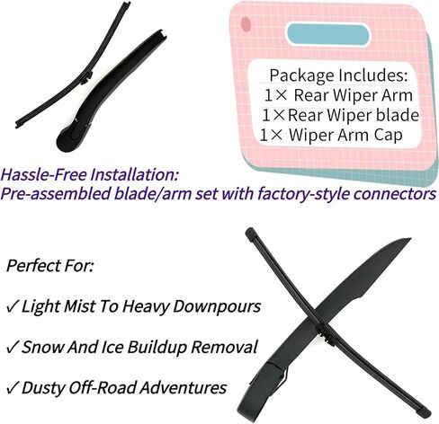 Rear Wiper Blade & Arm Replacement for BMW 3-Series F31 Wagon 328d xDrive 328i 330i Base 2012-2019 2018 2017 2016 2015 2014 2013 - All-Season Rear Back Windshield Wiper Blade Set in Saudi Arabia