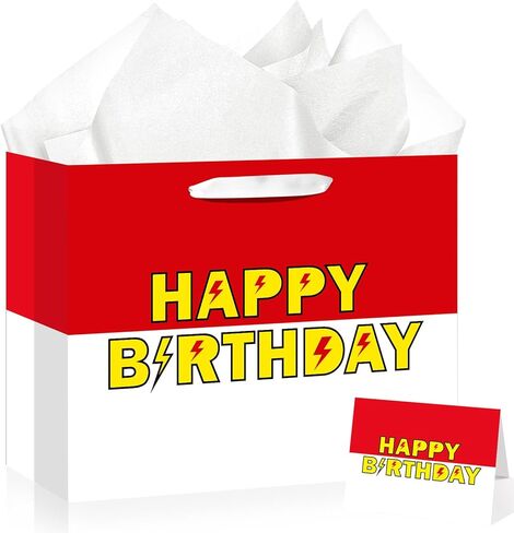 Cartoon Animation Birthday Gift Bag White Red Cartoon Animation Party Favors Goodie Bag with Tissue Paper and Greeting Card for Birthday Party Supplies in Saudi Arabia