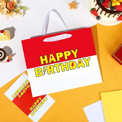 Cartoon Animation Birthday Gift Bag White Red Cartoon Animation Party Favors Goodie Bag with Tissue Paper and Greeting Card for Birthday Party Supplies in Saudi Arabia