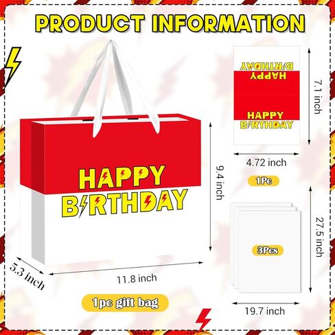 Cartoon Animation Birthday Gift Bag White Red Cartoon Animation Party Favors Goodie Bag with Tissue Paper and Greeting Card for Birthday Party Supplies in Saudi Arabia