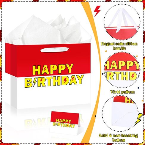Cartoon Animation Birthday Gift Bag White Red Cartoon Animation Party Favors Goodie Bag with Tissue Paper and Greeting Card for Birthday Party Supplies in Saudi Arabia