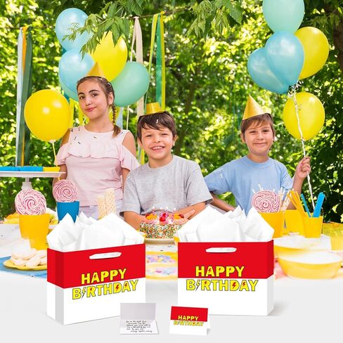 Cartoon Animation Birthday Gift Bag White Red Cartoon Animation Party Favors Goodie Bag with Tissue Paper and Greeting Card for Birthday Party Supplies in Saudi Arabia