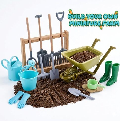 1:12 Scale Miniature Dollhouse Garden Tools Set, Mini Plastic Gardening Kit with Shovel, Rake, Hoe & Watering Can for Fairy Garden, Micro Landscape & DIY Craft Decoration in Saudi Arabia