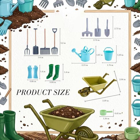 1:12 Scale Miniature Dollhouse Garden Tools Set, Mini Plastic Gardening Kit with Shovel, Rake, Hoe & Watering Can for Fairy Garden, Micro Landscape & DIY Craft Decoration in Saudi Arabia