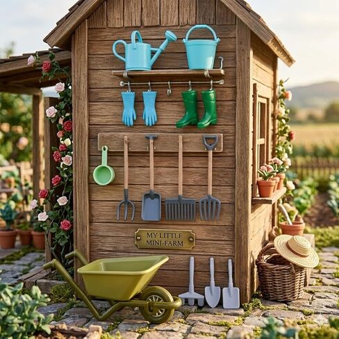 1:12 Scale Miniature Dollhouse Garden Tools Set, Mini Plastic Gardening Kit with Shovel, Rake, Hoe & Watering Can for Fairy Garden, Micro Landscape & DIY Craft Decoration in Saudi Arabia