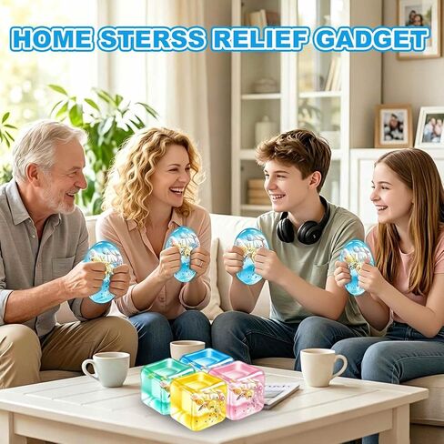 Stress Cube Squishy Fidget Toy - 2 Pack Maltose Sticky Squeeze Toy, Crystal Clear Squishy Stress Reliever for Teens & Adults Men, Sensory Calming Toy for Anxiety ADHD, Party Favors Goodie Bag Fillers in Saudi Arabia
