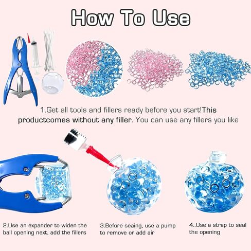 20pcs DIY Squishy Stress Ball Making Kit – Blank Skins with Air Pump & Expander Tool, Make Your Own Transparent Fidget Pressure Balls for Adults in Saudi Arabia