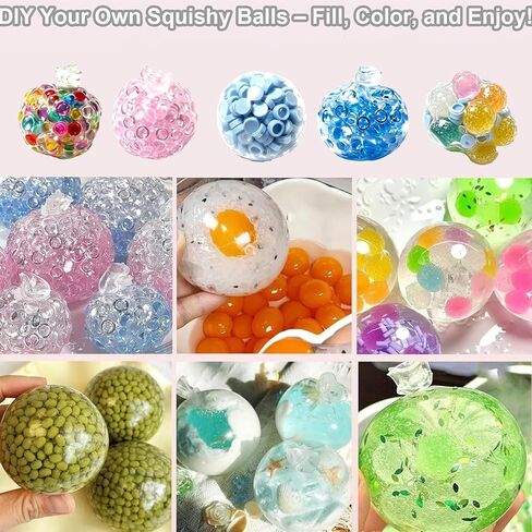 20pcs DIY Squishy Stress Ball Making Kit – Blank Skins with Air Pump & Expander Tool, Make Your Own Transparent Fidget Pressure Balls for Adults in Saudi Arabia