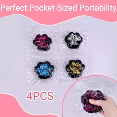 Taba Squishy Toy (4 Pack), Squishies Squeeze Fidget Toys, Party Favors for Kids 8-12, Cute Soft Sticky Sensory Toy, Gifts for Girls 4-8, Autism Stress Relief Toys (Black Paw) in Saudi Arabia