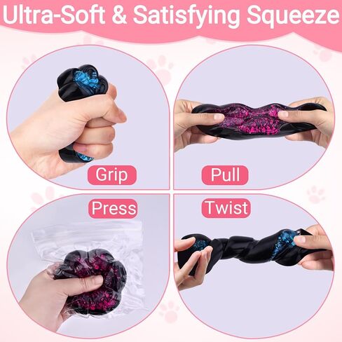 Taba Squishy Toy (4 Pack), Squishies Squeeze Fidget Toys, Party Favors for Kids 8-12, Cute Soft Sticky Sensory Toy, Gifts for Girls 4-8, Autism Stress Relief Toys (Black Paw) in Saudi Arabia