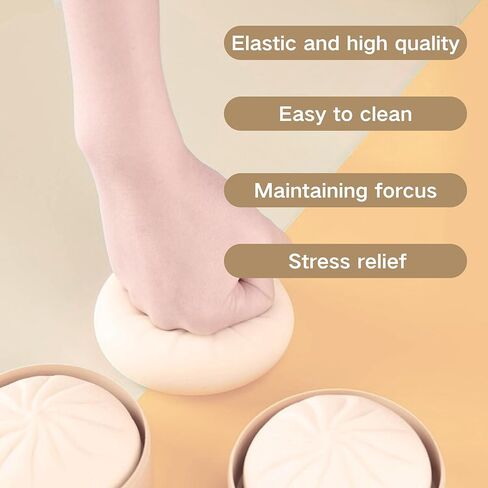 Dumpling Stress Ball, Squishy Dumpling Stress Relief Fidget Sensory Toy, Steamed Stuffed Bun Stretchy Desk Toy, Easter Basket Stuffers, Sensory Stress Relief Squeeze Hand Toy for All (White) in Saudi Arabia