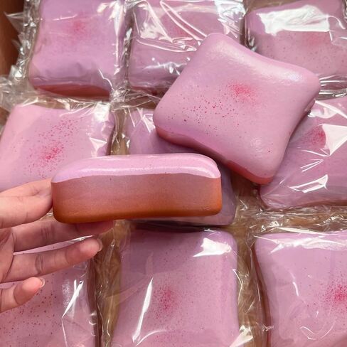 4 Inch Sticky Bread Squishy Toys, Super Soft Thick Toast Slow Rising Squishy, Realistic Toast-Shaped Squeeze Toys, Big Food Squishies for Adults Stress Relief (Purple) in Saudi Arabia