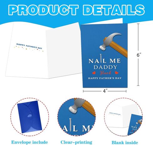 JUESMOS Funny Fathers Day Card for Husband Boyfriend Fiance Him Naughty Father’s Day Greeting Card from Wife Girlfriend Spouse Drill Me Daddy Hard Romantic Husband Gifts Cards with Envelope in Kuwait